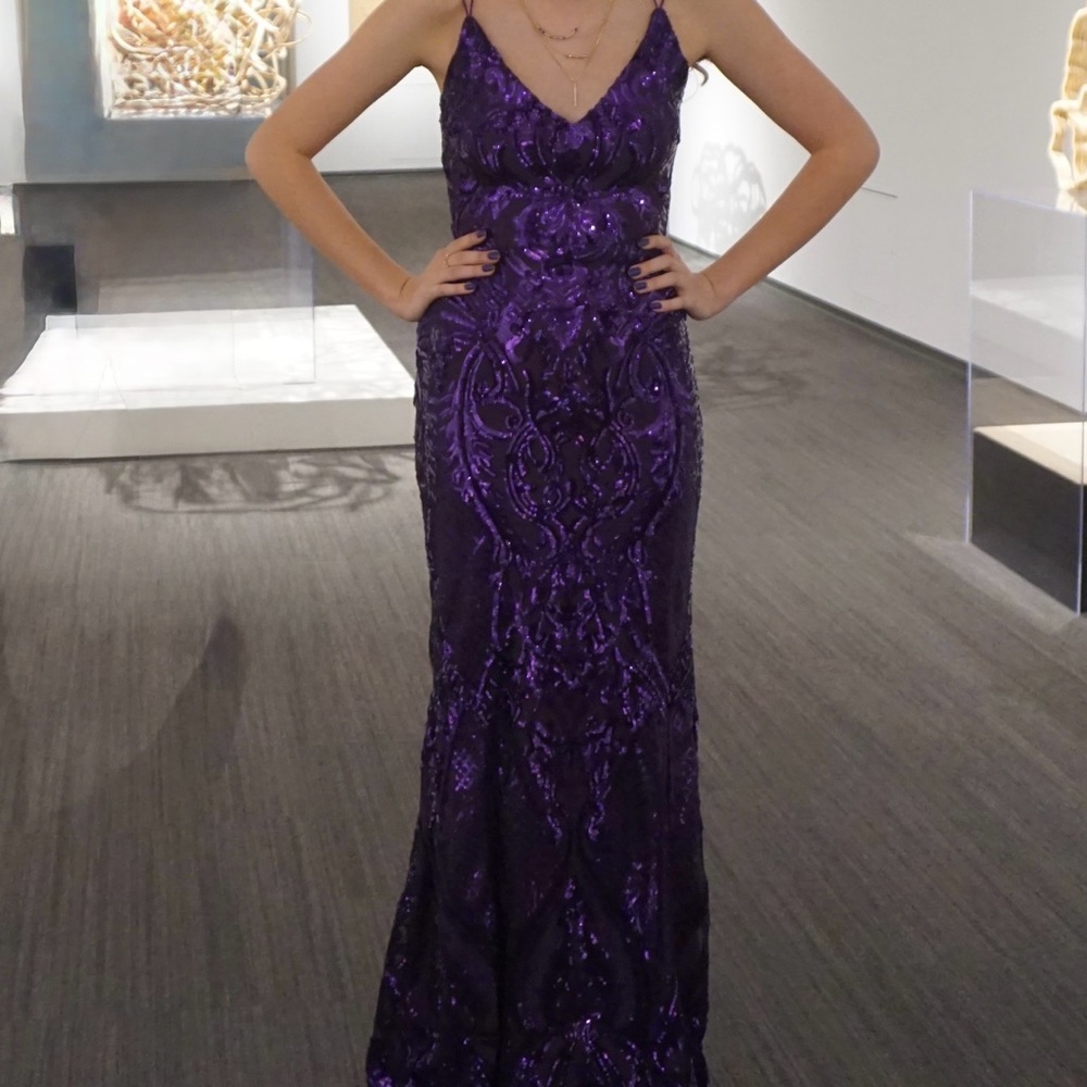 Elegant Purple Sequin Prom Dress
